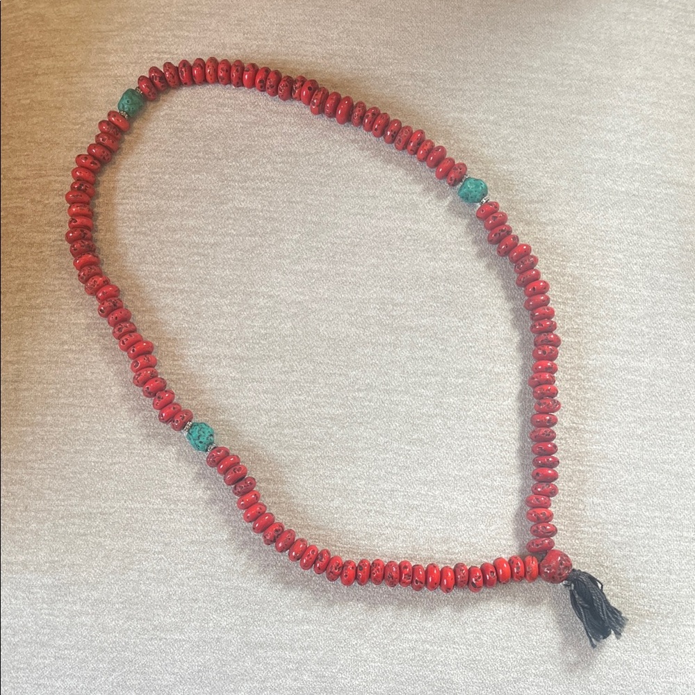 Red and Green Beaded Necklace